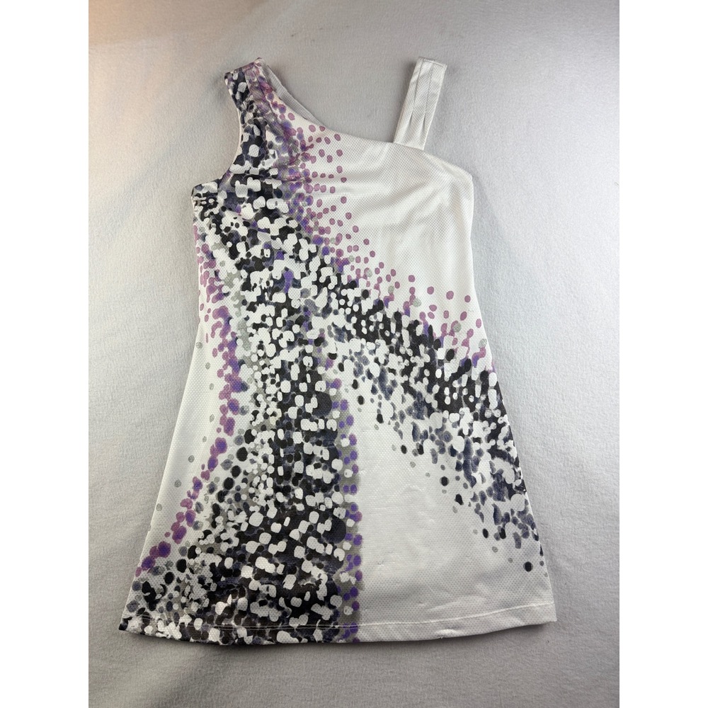 Tai One Shoulder Dress Womens Size S White Purple Abstract Sleeveless Mini - Picture 1 of 11